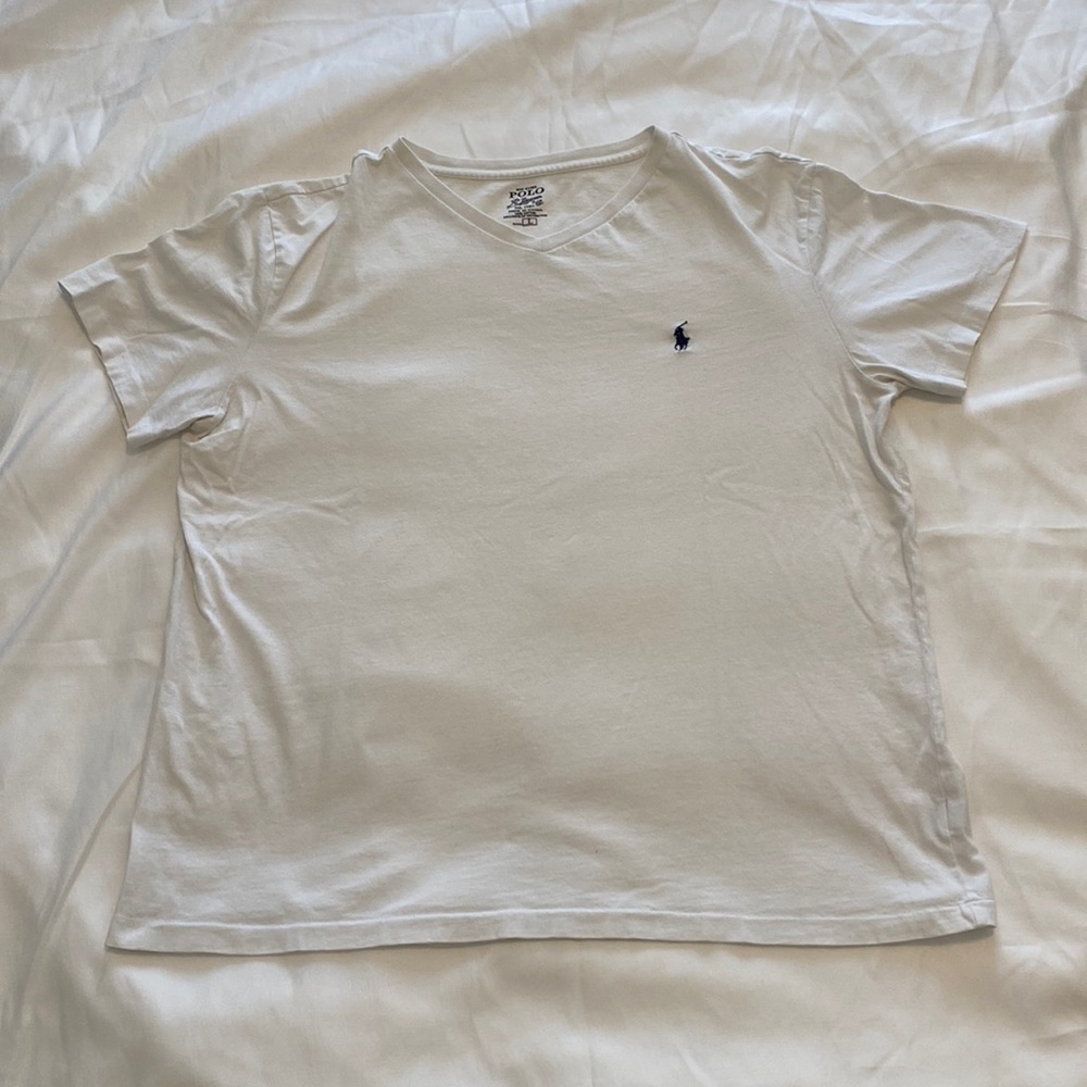 Men’s L Polo by Ralph Lauren Short Sleeve V-Neck in White